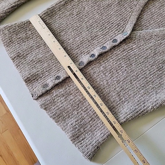 Commense Flare Sleeve Button Cardigan Tan Rib Knit V Neck Casual Classic - Picture 7 of 11